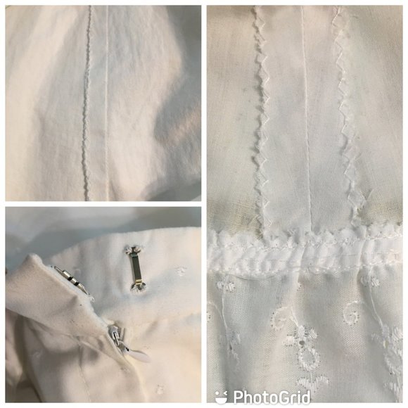 White Circle Mini Skirt Swiss Dot Eyelet Kawaii Lolita Swing Twirly Feminine - Picture 6 of 11